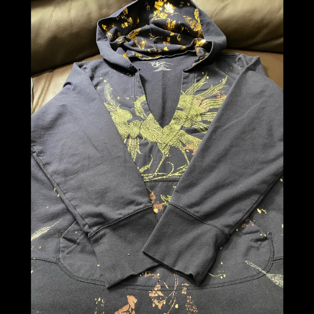 V Sport by Venezia Navy Blue/Green Hoodie Sweatshirt